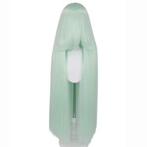 Women's Green 40 Inch Bangs Long Straight Costume Straight Heat Resistant Wig